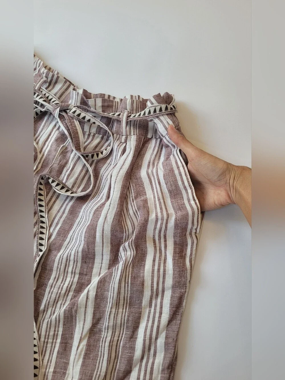 LemLem x H&M Resort Stripe Linen Paperbag Pants Large Excellent Condition